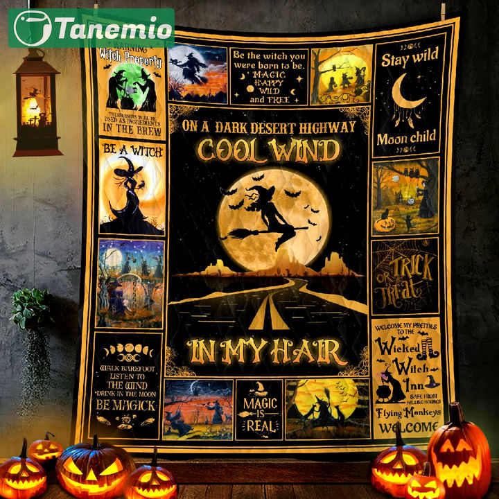 Halloween decorations halloween witch on the dark desert highway sherpa blanket and quilt blanket chm Quilt Blanket