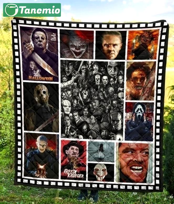 Halloween decorations horror movies characters halloween fan gift idea quilt blanket Quilt Blanket
