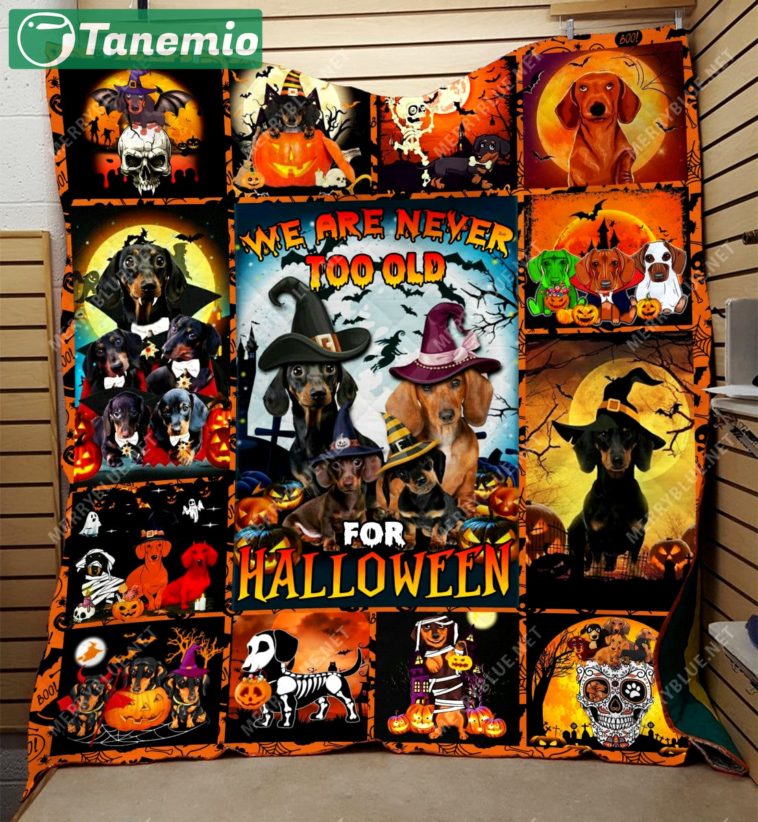 Halloween decorations we are never too old for halloween sherpa twin queen king quilt blanket Quilt Blanket