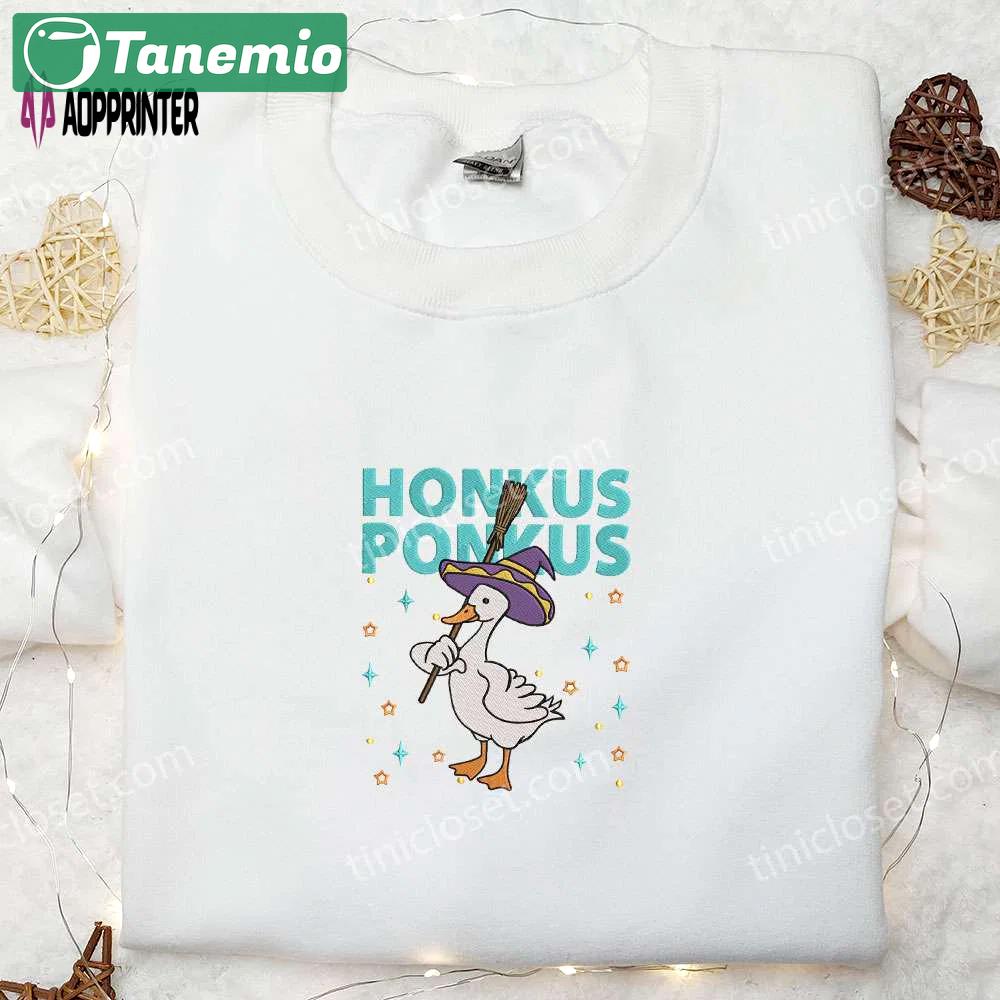 Halloween honkus ponkus silly goose embroidered shirt – spooktacular animal halloween shirt Embroidered Shirt