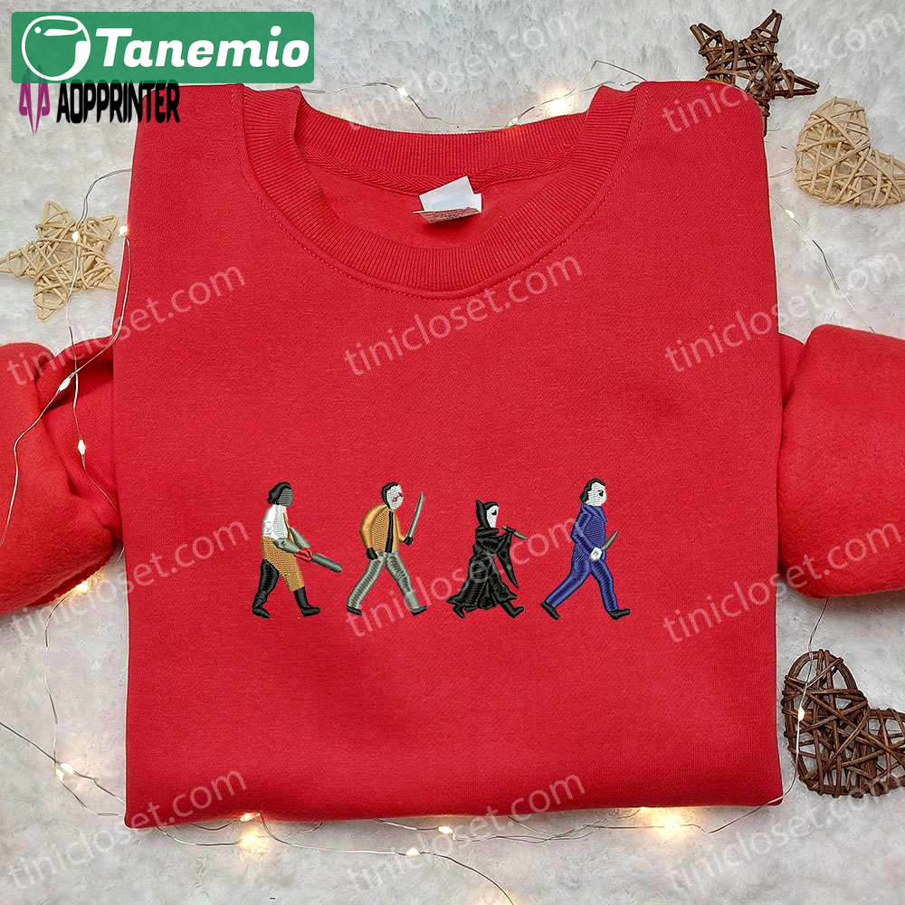 Halloween horror gang embroidered shirt & sweatshirt: best gifts for halloween lovers Embroidered Shirt