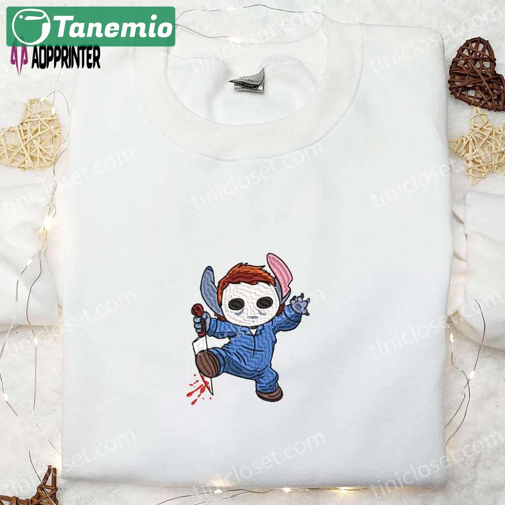Halloween michael myers & disney embroidered shirts – spooky spirit halloween tshirt Embroidered Shirt