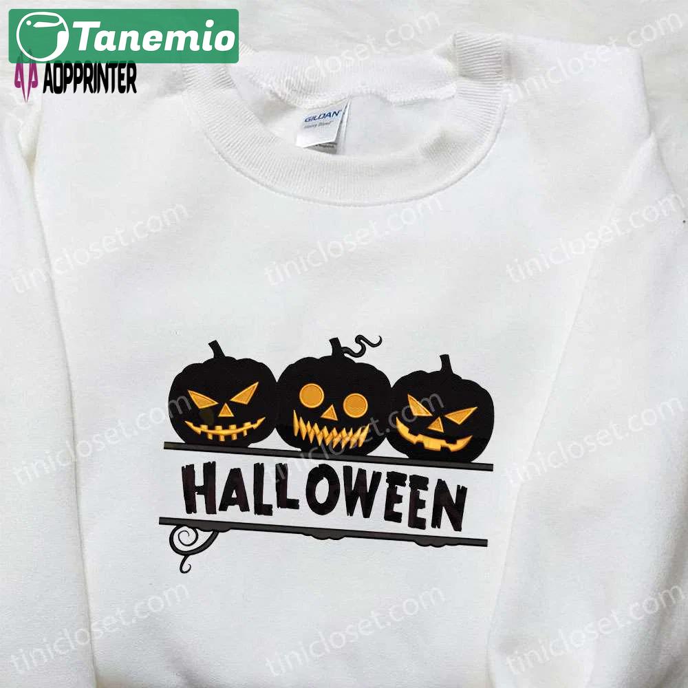 Halloween pumpkin embroidered sweatshirt & tshirt: best gift ideas from spirit halloween Embroidered Shirt
