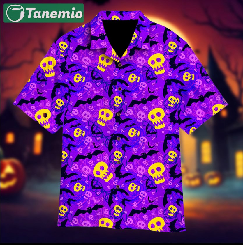 Halloween spooky night purple hawaiian shirts Hawaii Shirt Shorts & Flip Flops