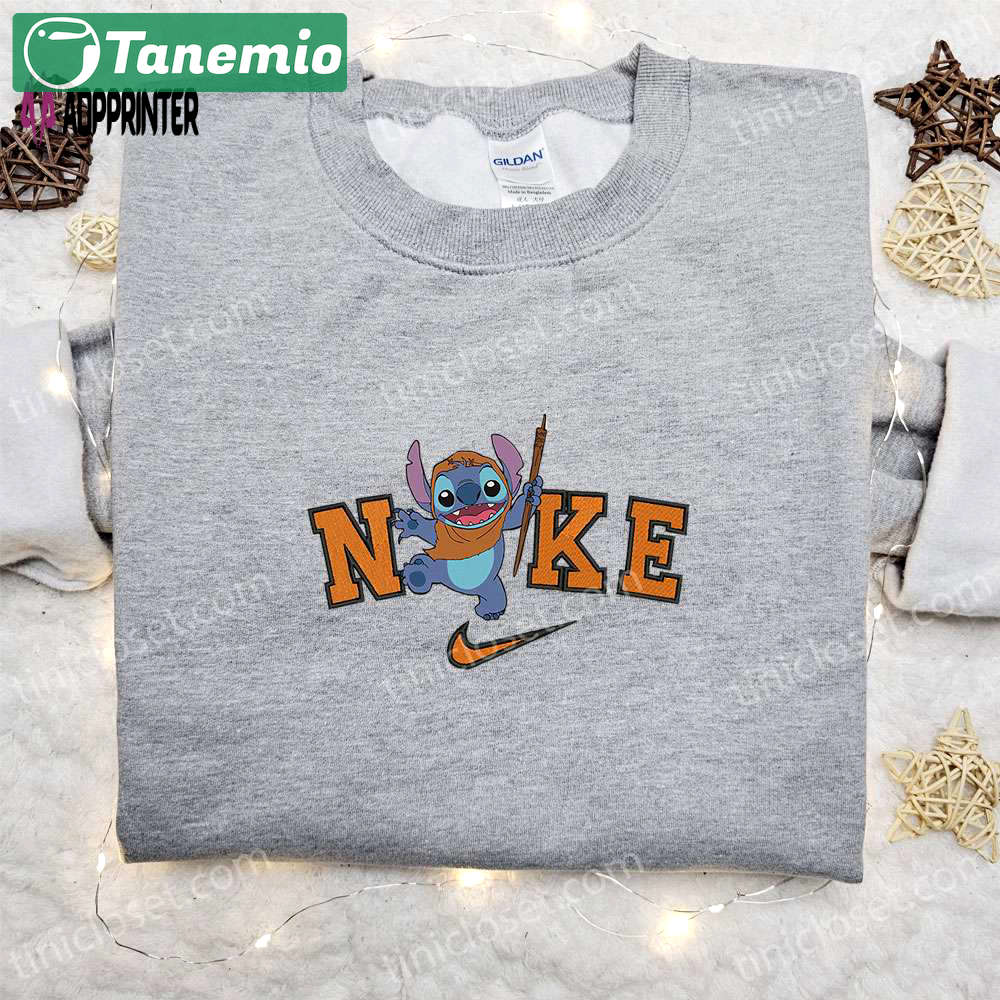 Halloween stitch x nike embroidered sweatshirt & disney characters shirt: best halloween gift ideas Embroidered Shirt