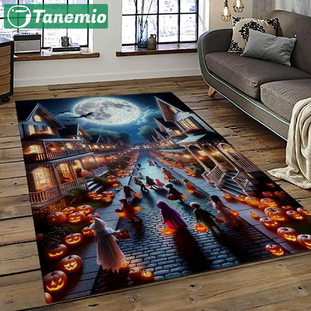Halloween style pumpkin autumn retangle carpet area rug home decor halloween gift hal32 Rectangle Rug