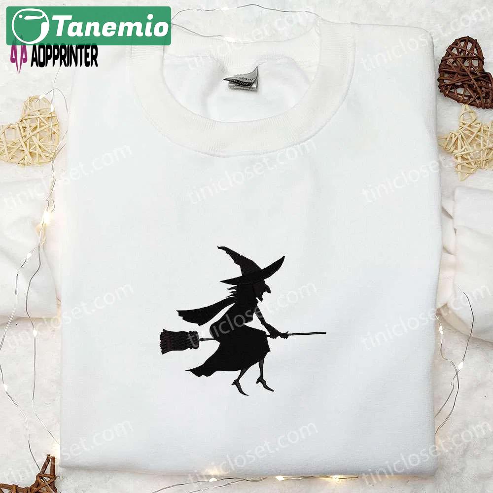 Halloween witch silhouette embroidered shirt – spirit halloween t-shirt perfect gift for halloween lovers Embroidered Shirt
