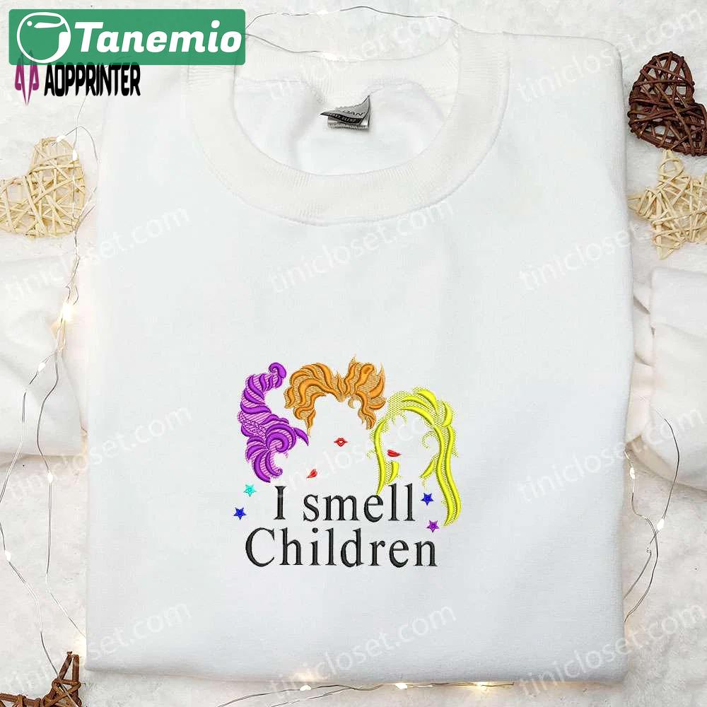 Halloween witches i smell children embroidered shirt cool shirt ideas Embroidered Shirt