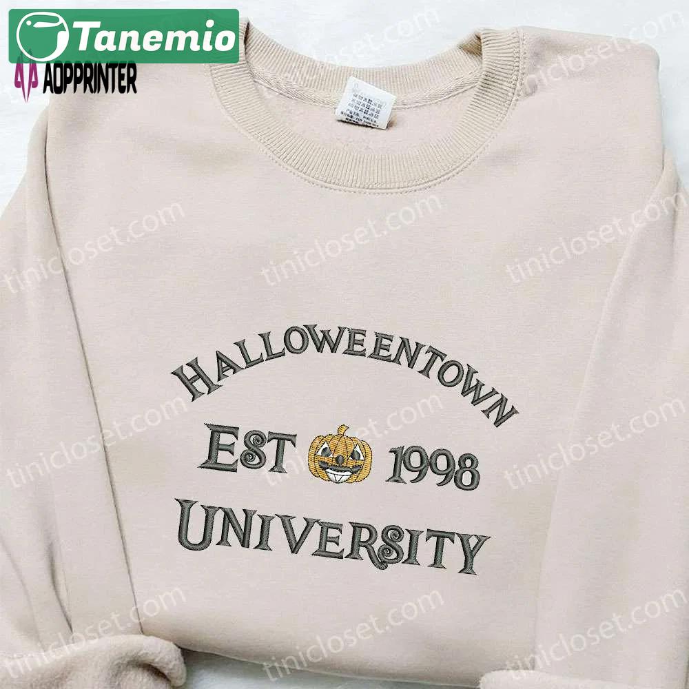 Halloweentown pumpkin est 1998 embroidered shirt – vintage halloween gift for halloween lovers Embroidered Shirt