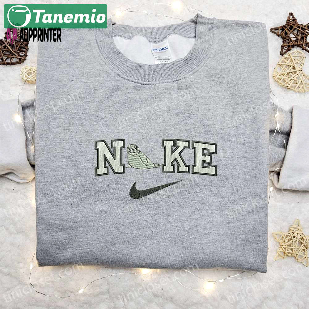Harp seal x nike animal embroidered shirt – unique nike inspired design perfect family gift Embroidered Shirt