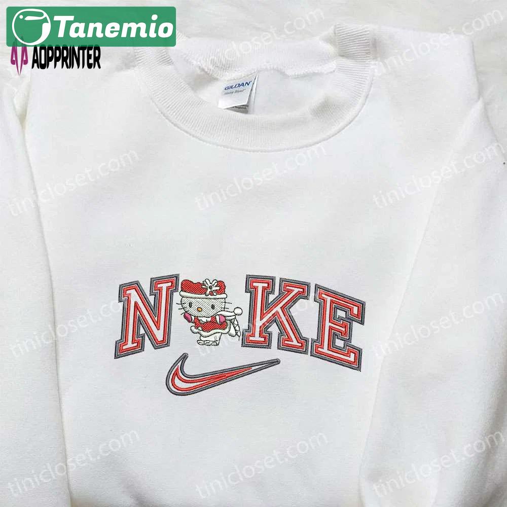 Hello kitty xmas x nike cartoon embroidered sweatshirt & shirt: stylish & trendy nike inspired designs Embroidered Shirt