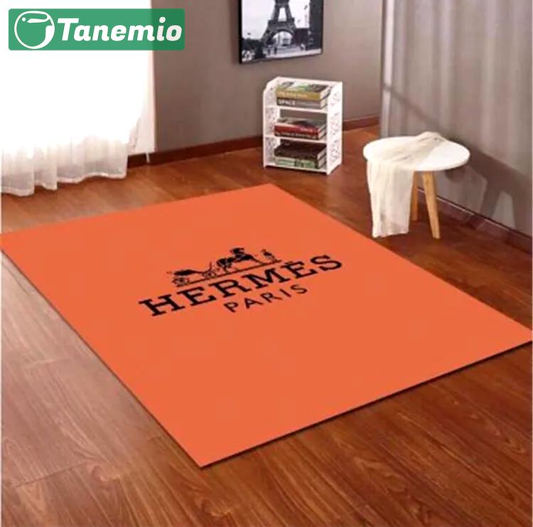 Hermes orange logo type 62. Upgrade Your Living Room with Luxury Home Decor: Area Carpets, Floor Decor, Door Mats, and Hot Gift Items with style a High-End Fashion Brand Rectangle Rug