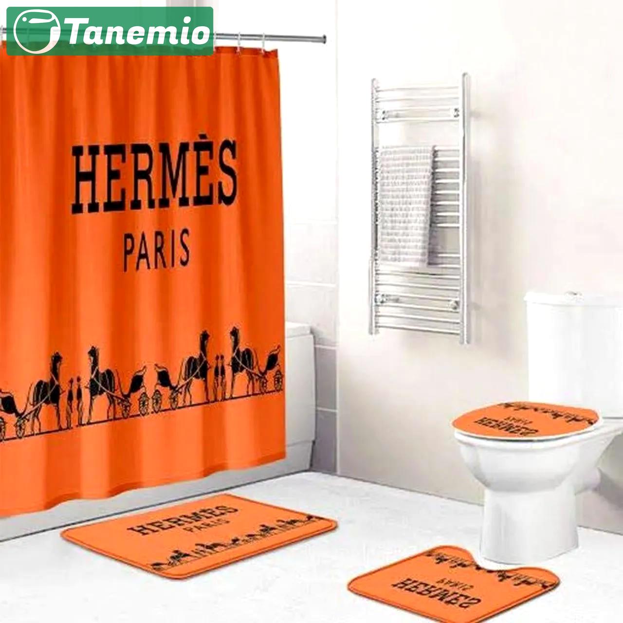 Hermes paris orange home decor bath mat luxury fashion brand hypebeast bathroom sets Bathroom Set