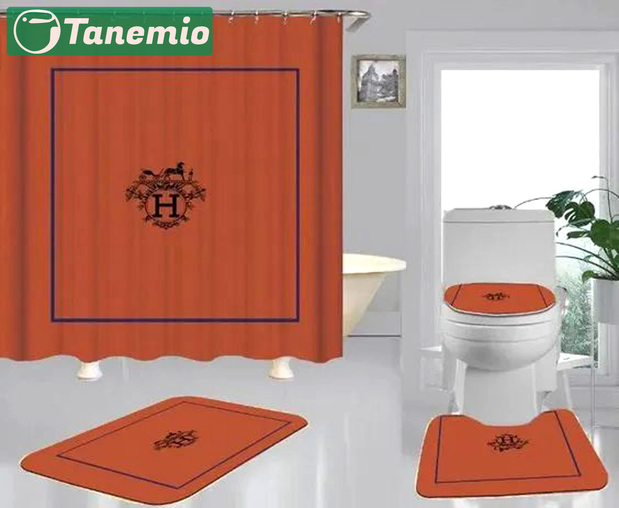 Hermes paris orange home decor hypebeast luxury fashion brand bath mat bathroom sets Bathroom Set
