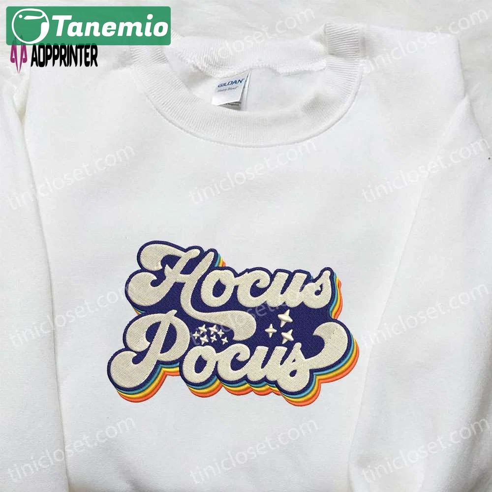 Hocus pocus retro vintage embroidered shirt – best halloween gift for family Embroidered Shirt