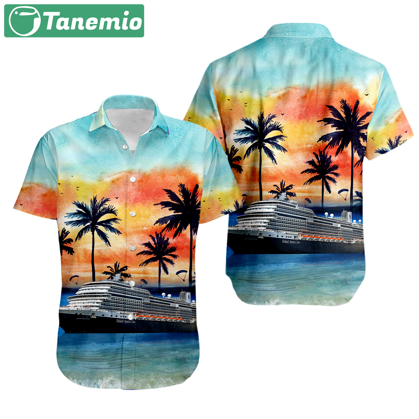 Holland america line cruiseship koningsdam hawaiian shirt Hawaii Shirt Shorts & Flip Flops