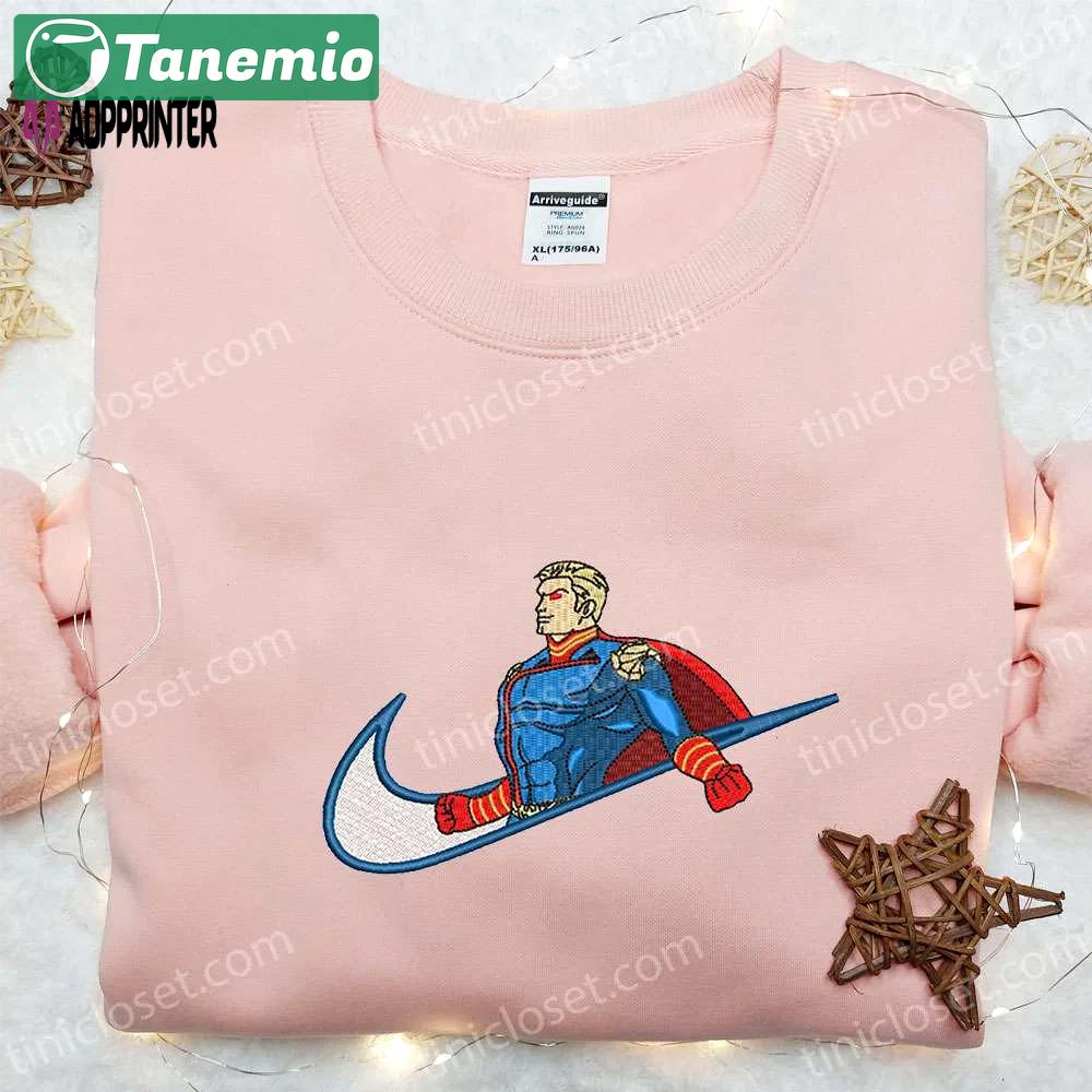 Homelander x nike swoosh movie embroidered shirt: best family gift nike inspired & stylish Embroidered Shirt