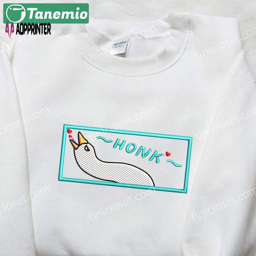 Honk love heart silly goose embroidered shirt – animal & cute design for maximum style Embroidered Shirt