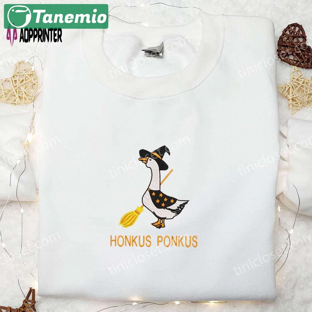 Honkus ponkus halloween silly goose embroidered shirt – fun animal halloween shirt Embroidered Shirt