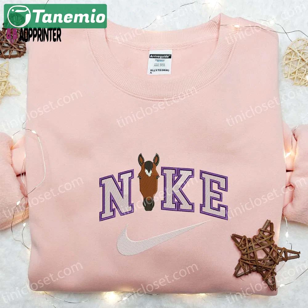 Horse face x nike: embroidered sweatshirt & shirt – animal inspired t-shirt Embroidered Shirt
