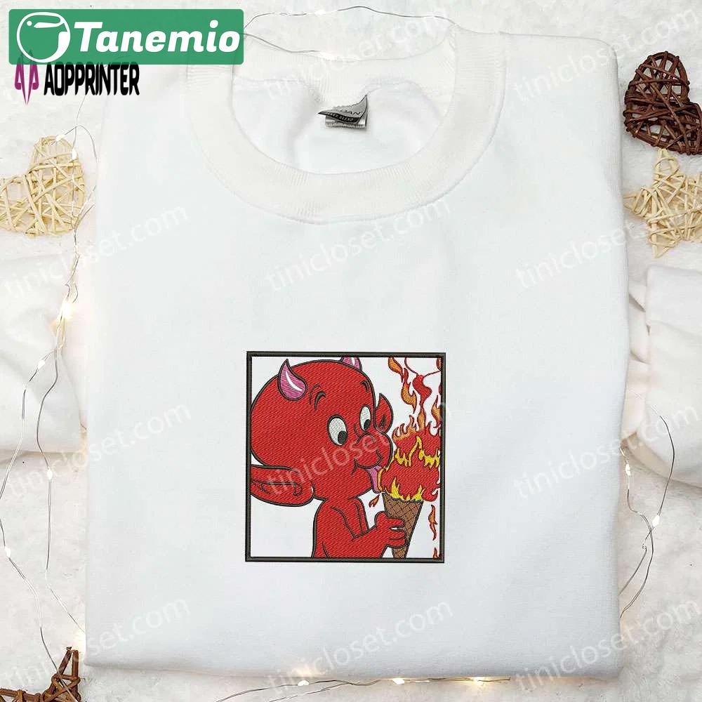Hot stuff devil embroidered shirt: cool halloween gift for lovers Embroidered Shirt