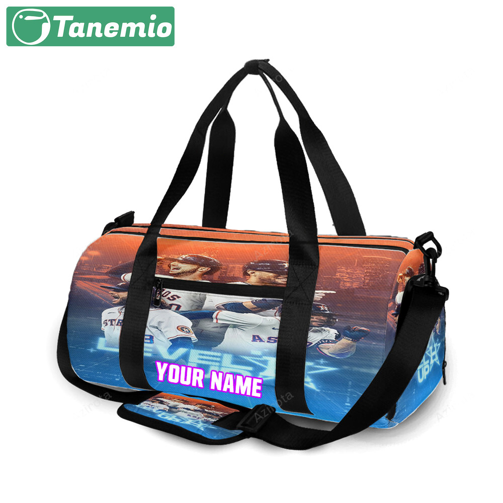 Houston astros team level up personalized name travel bag gym bag 453 Travel Bag