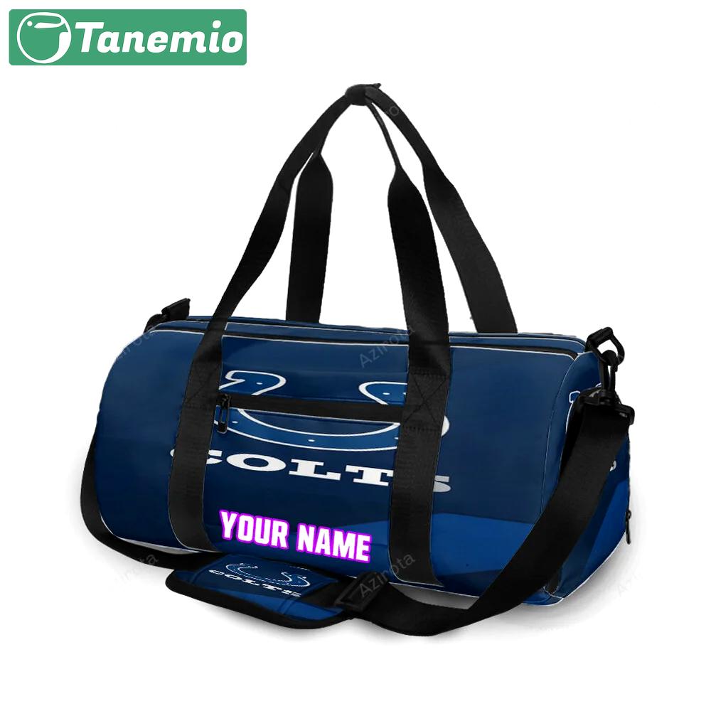 Indianapolis colts horseshoe navy personalized name travel bag gym bag 384 Travel Bag