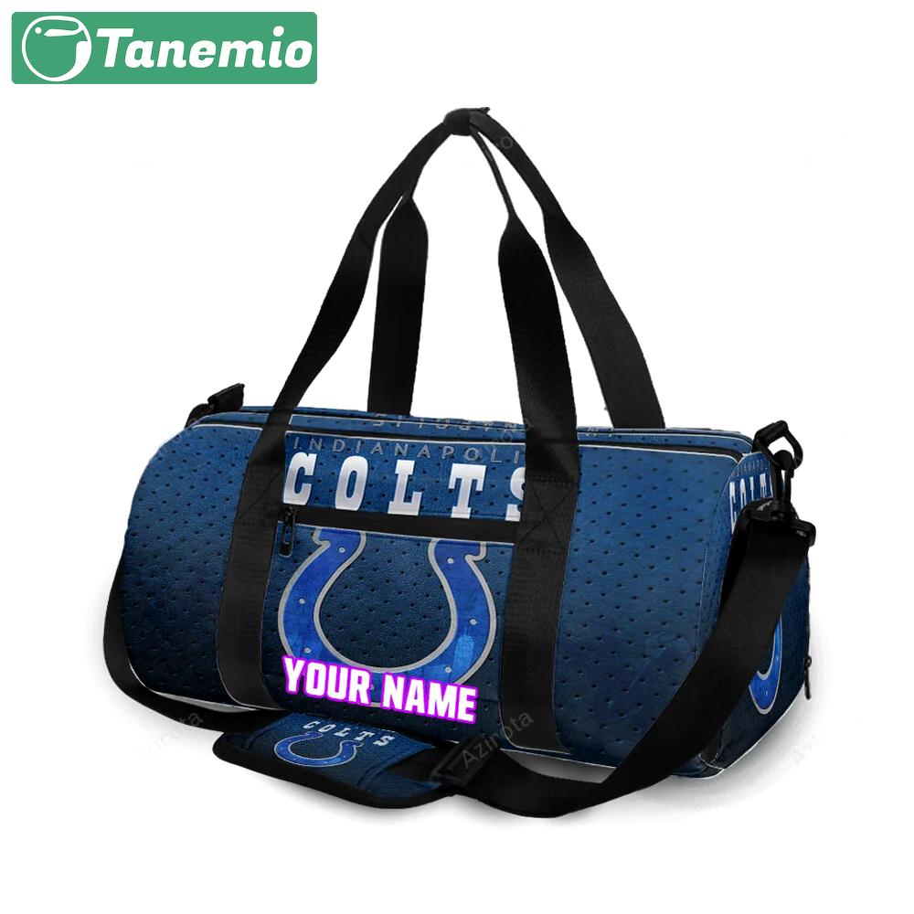 Indianapolis colts horseshoe polka dot navy personalized name travel bag gym bag 581 Travel Bag