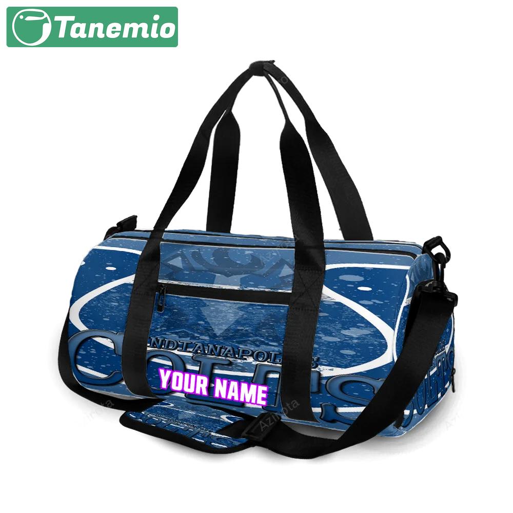Indianapolis colts horseshoe white splash color personalized name travel bag gym bag 1706 Travel Bag