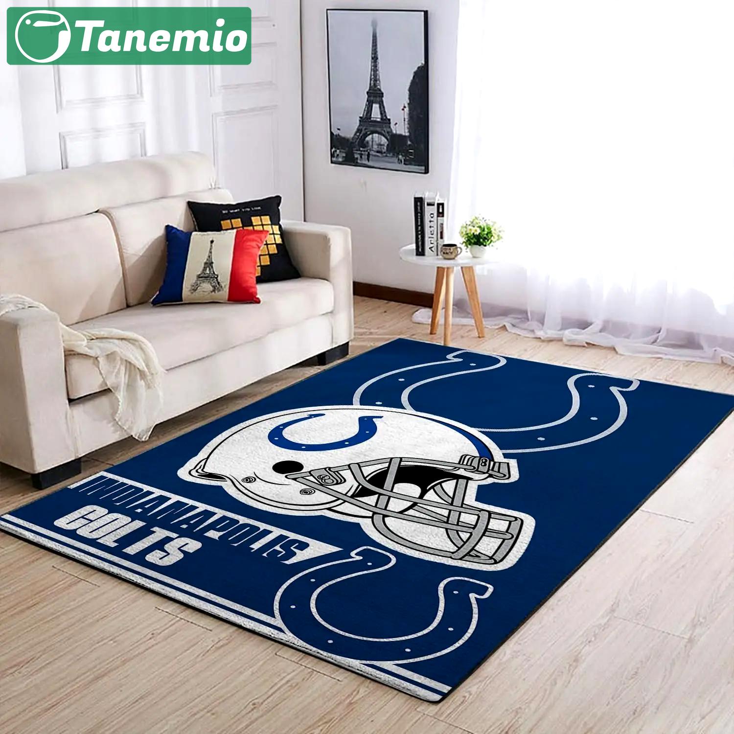Indianapolis colts nflhelmet rectangle living room rug regtangle carpet Rectangle Rug