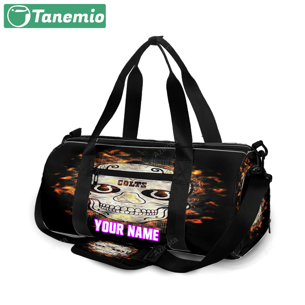 Indianapolis colts skull fire personalized name travel bag gym bag 135 Travel Bag