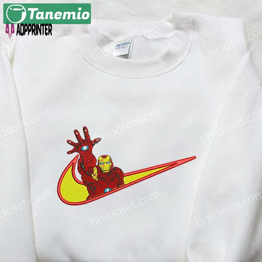 Iron-man x nike embroidered shirt hoodie & sweatshirt: marvel inspired apparel Embroidered Shirt