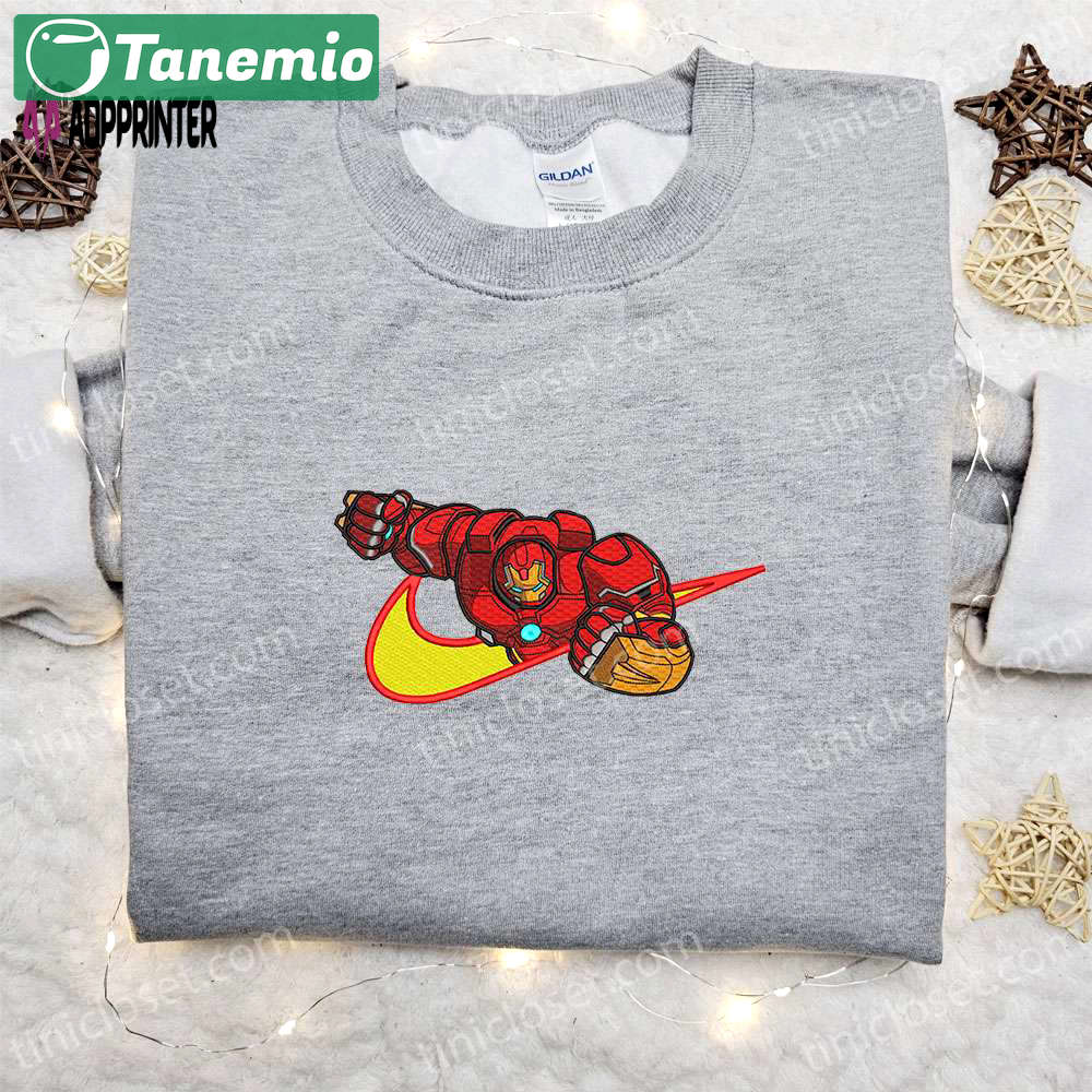 Iron man x nike swoosh movie embroidered sweatshirt – marvel universe & nike inspired shirt Embroidered Shirt