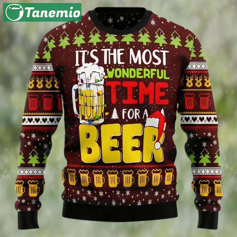 It?s the most wonderful time for a beer ugly christmas sweater, faux wool sweater, international beer day, gifts for beer lovers, best christmas gifts for 2022 Christmas Ugly Sweater