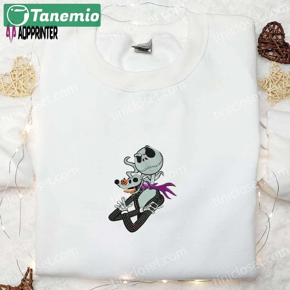 Jack skellington embroidered sweatshirt: nightmare before christmas hoodie – perfect halloween gift Embroidered Shirt