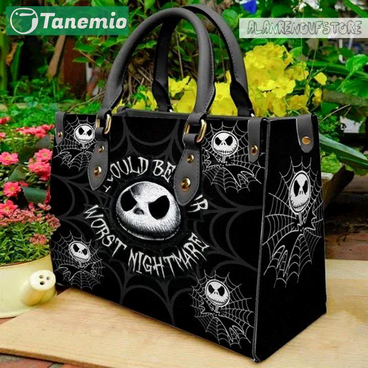 Jack skellington leather handbag gift for women 496 Women Leather Hand Bag