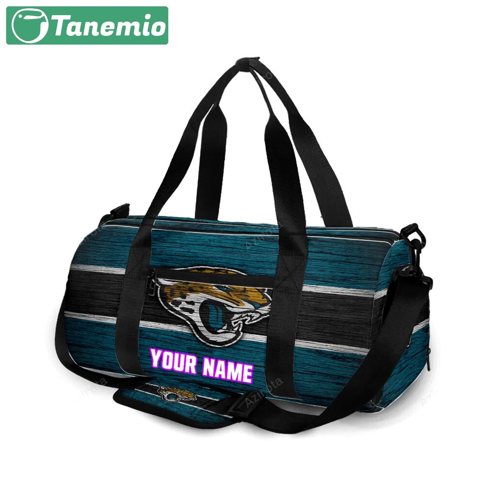 Jacksonville jaguars emblem wooden texture personalized name travel bag gym bag 1115 Travel Bag