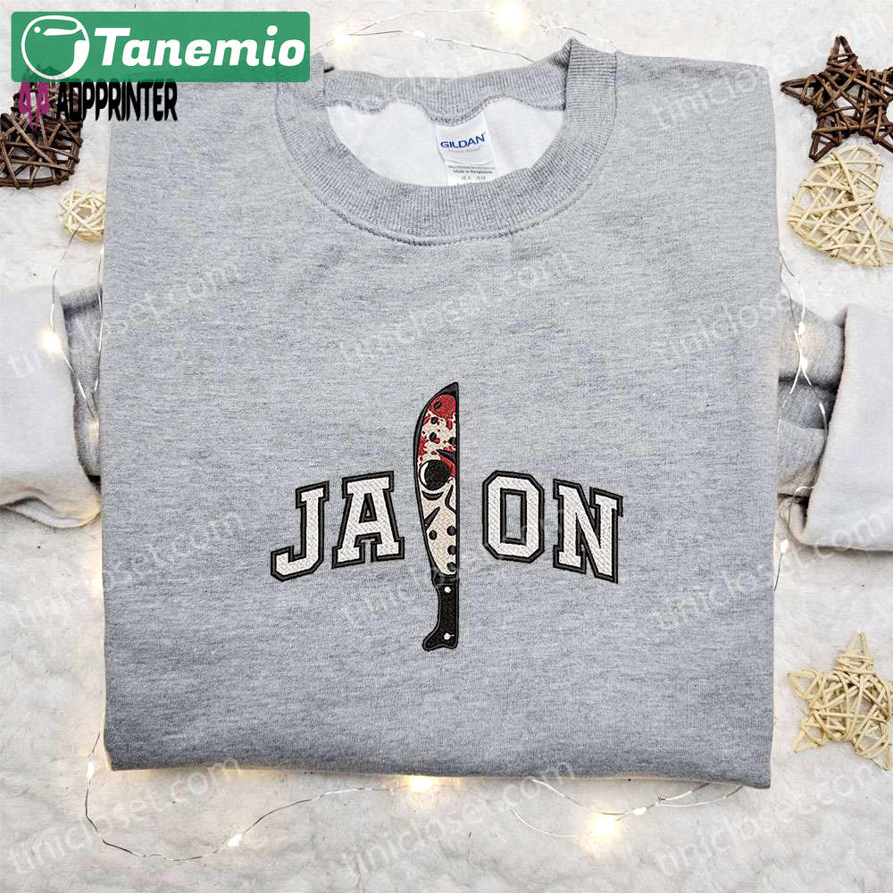 Jason voorhees knife embroidered hoodie: horror characters sweatshirt for halloween lovers Embroidered Shirt