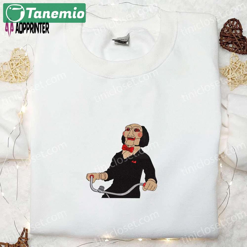 Jigsaw killer embroidered hoodie – saw horror movie sweatshirt best halloween gift ideas Embroidered Shirt