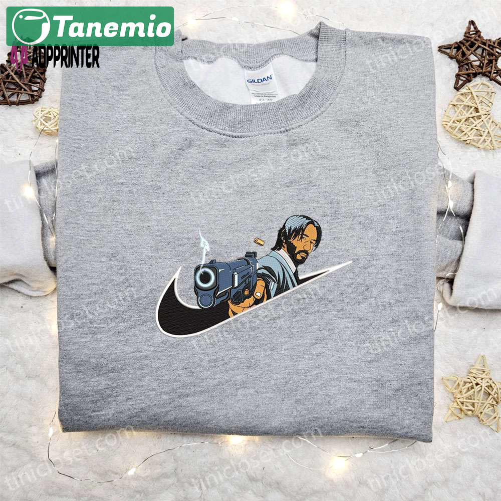John wick x nike: movie embroidered sweatshirt – best birthday gift ideas Embroidered Shirt