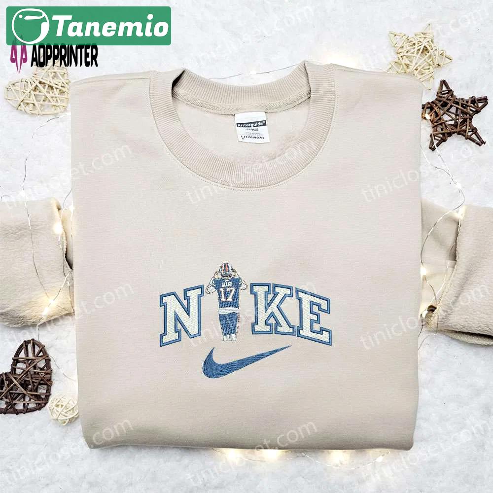 Josh allen x nike embroidered shirt & hoodie: ultimate nfl sports fandom gift Embroidered Shirt