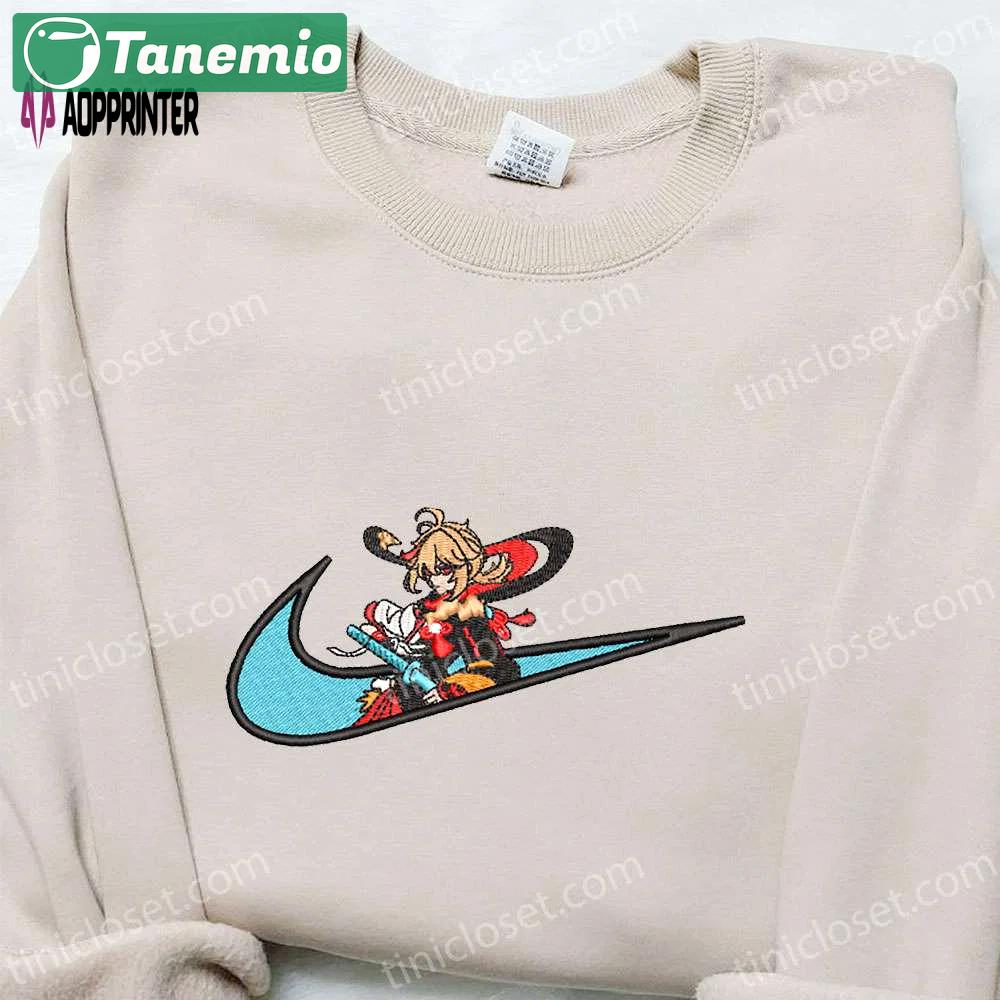 Kaedehara kazuha x nike swoosh embroidered shirt – genshin impact inspired nike shirt Embroidered Shirt