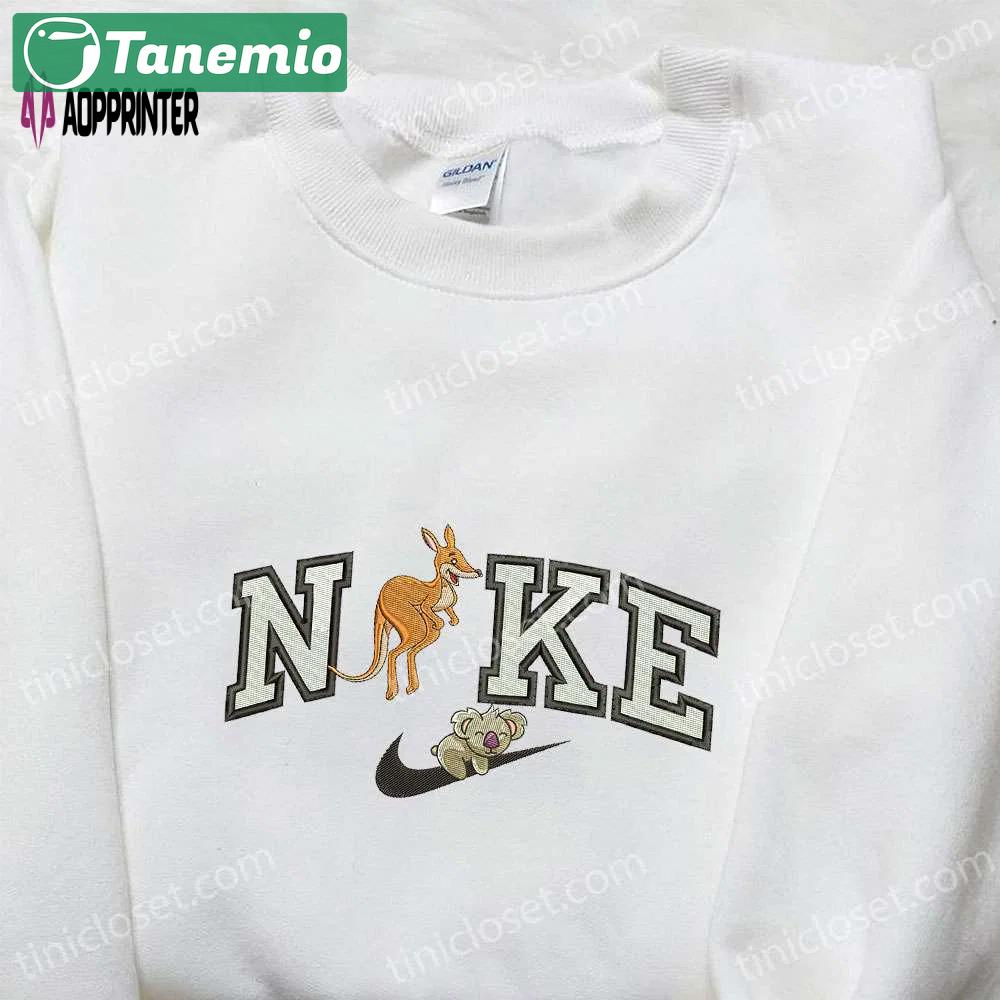 Kangaroo with koala x nike embroidered shirt: animal-inspired nike-infused design Embroidered Shirt