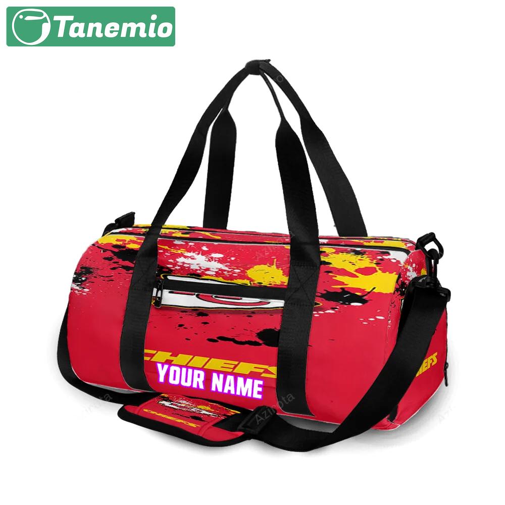 Kansas city chiefs emblem brush personalized name travel bag gym bag 1865 Travel Bag