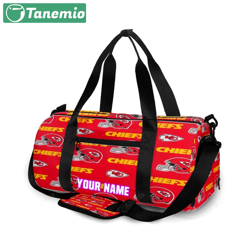 Kansas city chiefs emblem helmet personalized name travel bag gym bag 1401 Travel Bag