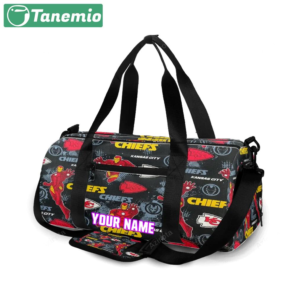 Kansas city chiefs emblem iron man personalized name travel bag gym bag 590 Travel Bag