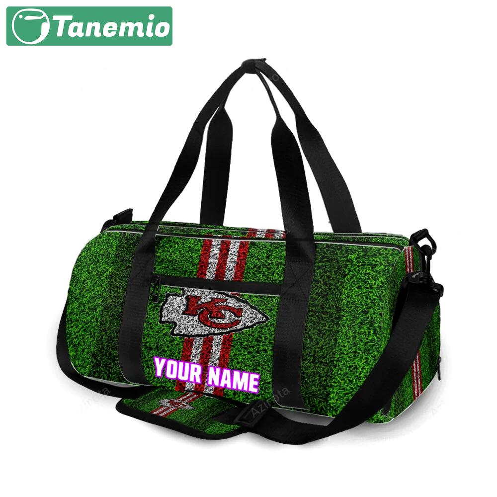 Kansas city chiefs grass texture personalized name travel bag gym bag 1610 Travel Bag