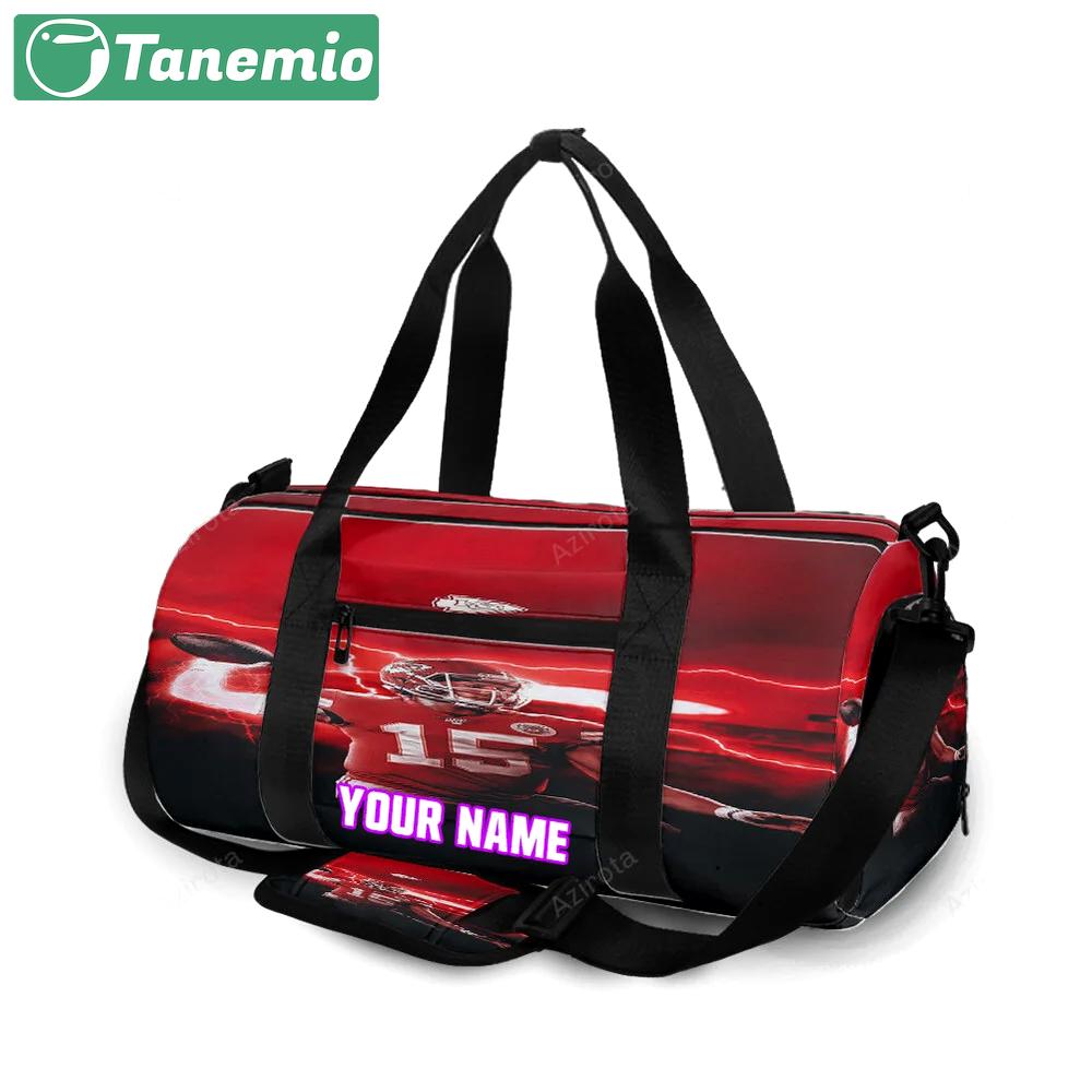 Kansas city chiefs patrick mahomes 15 v2 personalized name travel bag gym bag 554 Travel Bag