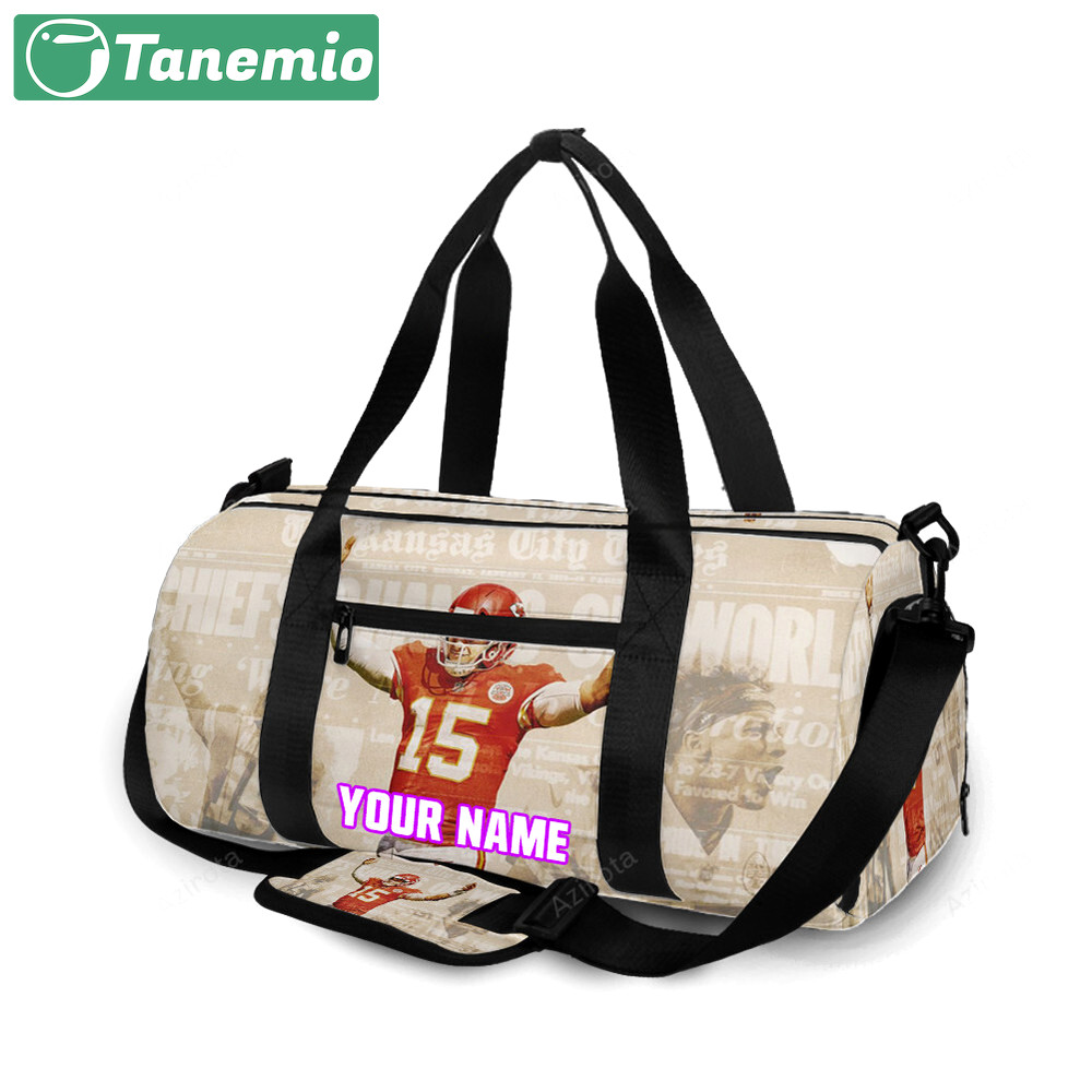 Kansas city chiefs patrick mahomes 15 v7 personalized name travel bag gym bag 266 Travel Bag