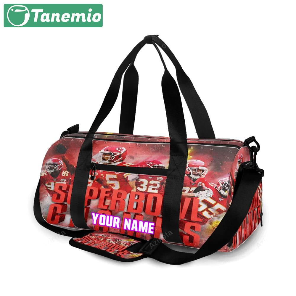 Kansas city chiefs team super bowl champions personalized name travel bag gym bag 1025 Travel Bag